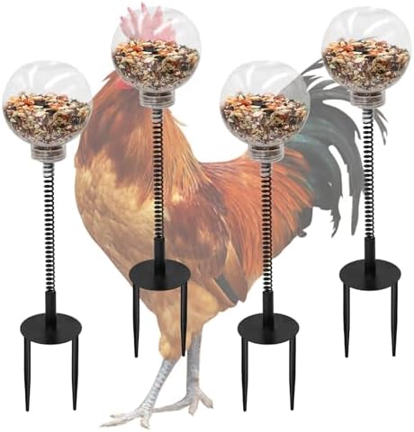 Oooct 4 Pack Chicken Peck Toy - Chicken Enrichment Toys with Swing Feeder & Slow Feeder for Hens, Ducks, Parrots