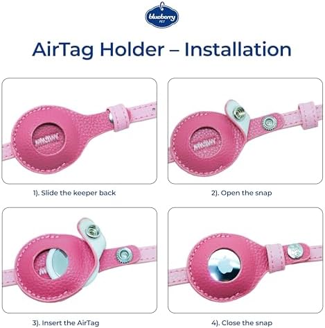 Blueberry Pet Microfiber Leather AirTag Cat Collar with Bell