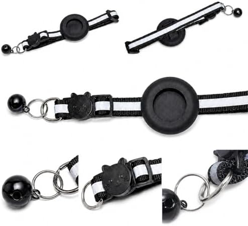 AirTag Cat Collar with AirTag Holder, Breakaway Reflective Cat Tracker Collar with Bell by AmazeGoods