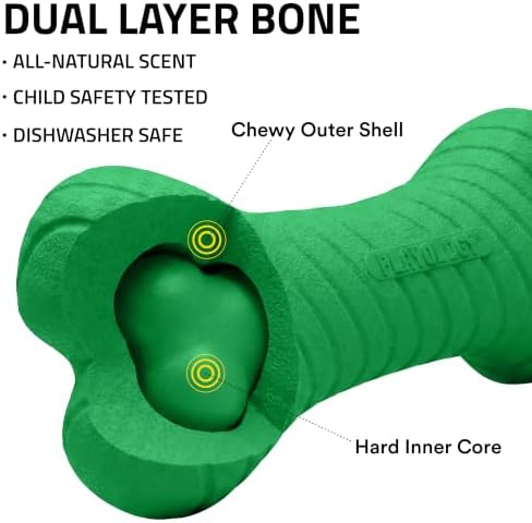 Playology Dual Layer Bone Dog Chew Toy - Jumbo, Watermelon Scent