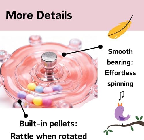 Spinning Bird-Toys Bird Cage Toys & Bird Perch Parrot-Parakeet Budgie Cockatiel Conure Macaw Chicken Parrot Enrichment Cage Accessories Small Animal Chewing Toy (Pink Wheel)
