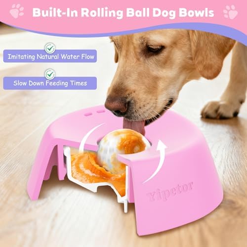 Yipetor Dog Lick Bowl, Rolled Ball-in Slow Feeder Enrichment Puzzle Toys