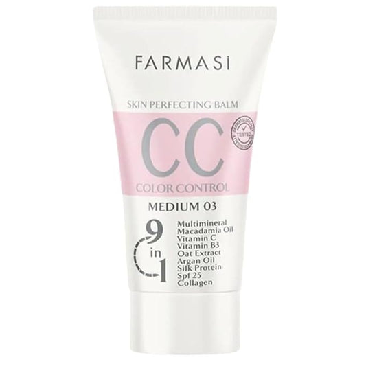 FARMASi CC Color Correcting Cream, Tinted Moisturizer Makeup Base with SPF 25, Lightweight Buildable Coverage, Natural Flawless Finish, All Skin Types, 1.7 fl oz, Medium