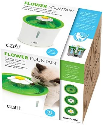 Catit Flower Fountain with Triple Action Filter,Cat Drinking Water Fountain,3 L,Green,(Pack of 6)