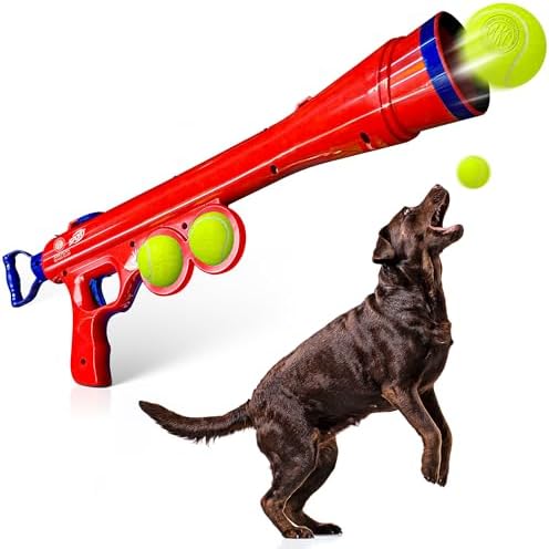 American Kennel Club Dog Ball Launcher, Tennis Ball Thrower for Dogs, Interactive Fetch Toy, Hands-Free Pickup, Launches 30+ ft, Includes Ball & Strap, Promotes Active Play & Exercise, Large