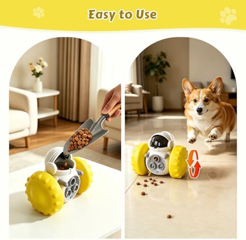 Cat Wobble Treat Dispenser Puzzle Toys Interactive Slow Feeder Snack Enrichment Fun Sliding Rolling Exercise & Distribution Toy for Indoor Cats, Small and Medium Dogs