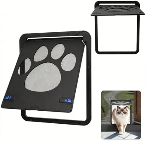 Namsan Cat Door for Screen Door, Passage 8 x 10.2 inches, Small Dog Door for Sliding Door, Pet Screen Window, Magnetic Flap Auto Closing, Screen Door with Doggie Door Built in, Lockable, Black