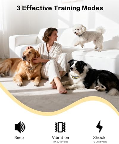 3 Pack Dog Training Collar – Remote Dog Shock Collars with Beep, Vibration and Safe Shock Modes, Rechargeable IP67 Waterproof E-Collars for Small, Medium & Large Dogs with LED Night Light