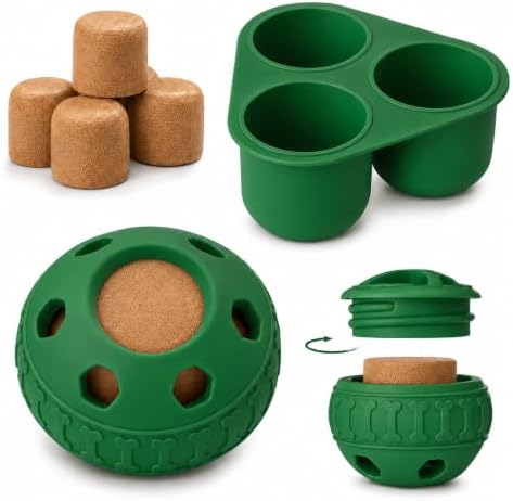 Frozen Treat Dog Toy Set with Freezer Tray, Interactive Rubber Chew Toy, Treat Ball Holder for Licking & Chewing, Dog Enrichment Toy to Keep Dogs Busy (Green)