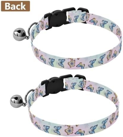 Watercolor Butterflies Blue Collars for Puppies, 2 Pack Puppy Collar with Bell