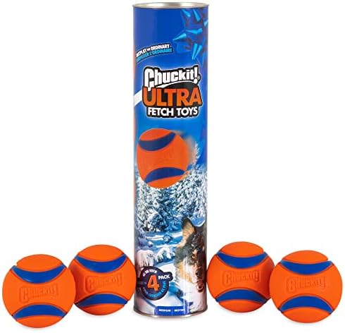 Chuckit! Ultra Rubber Dog Balls 4 Pack | Dog Balls Indestructible Dog Toys Indestructible Dog Ball Compatible with Chuck It Dog Ball Launcher 18M Tennis Ball Launcher | Dog Toy Balls for Dogs Medium
