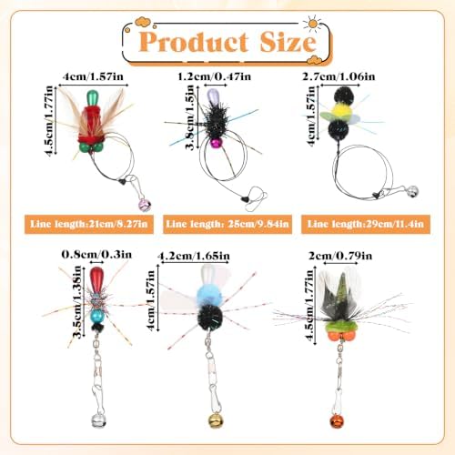 6 Pcs Cat Wand Attachments, Cute Simulation Insect Cat Wand Toys