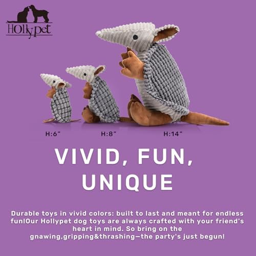 Hollypet Armadillo Squeaky Dog Toys for Medium Large Dogs, 14"