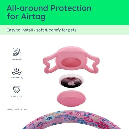 Airtag Dog Collar,with Waterproof airtag Holder，Original Stylish Cute Pattern Design.QR Code ID Buckle，Comfortable Soft Cotton for Small Medium Large Dogs