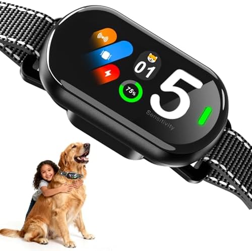 Smart Bark Collar for Dogs - 5 Safe Training Modes & 5 Sensitivity Levels, IP67 Waterproof, Adjustable & Lightweight No Bark Collar for Small, Medium, Large Dogs
