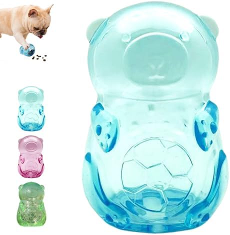 Tough Dog Chew Toy for Small, Medium Breeds Ball in Bottle Strong Rubber Treat Dispensing Toy Cute Interactive Slow Feeder Dog Fetch Toys (Blue-Dispenser(NO Ball))