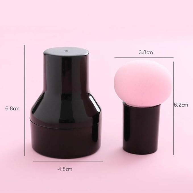 Foundation Sponge Powder Puff Mushroom Head 3PCS Makeup Sponges with Handles Cases Cosmetic Facial Face