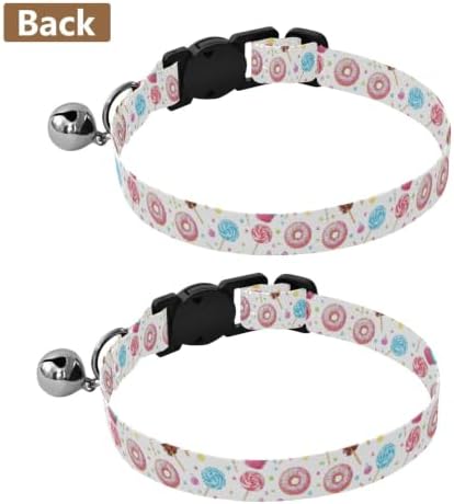 Colorful Cupcakes Dog Collar with Bell 2 Pack Puppy Collar Adjustable 10.6 to 17.1 Inches