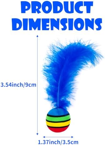 PET SHOW 20 Pack Cat Toy Balls for Indoor Cats 1.4inch with Feathers