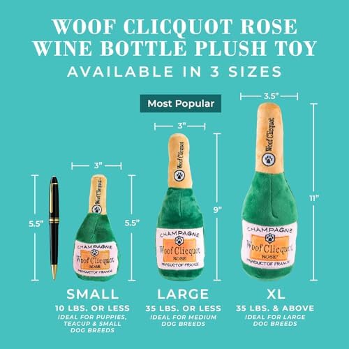 Haute Diggity Dog Woof Clicquot Rose' Plush Dog Toy, Wine Parody Chew Toys