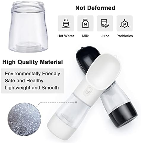 Portable Dog Water Bottle with Food Container Dishwasher Safe-Black