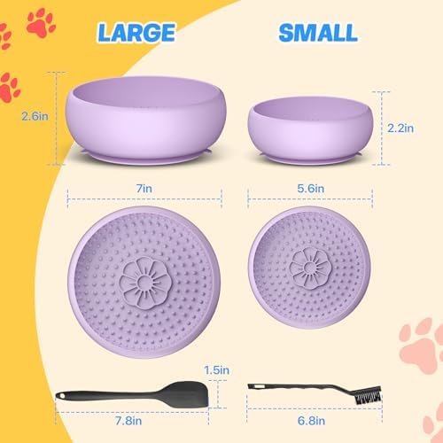 2 Pack Dog Lick Bowl, Slow Feeder Licking Bowl(Purple)