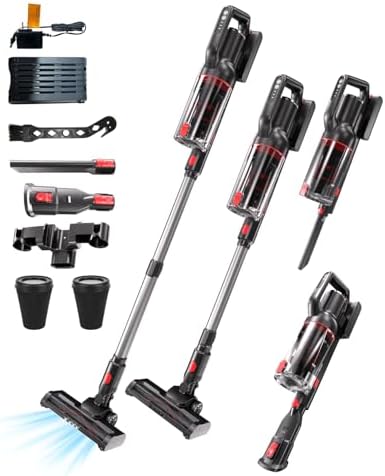 Pet Cordless Stick Vacuum Cleaner, Upright Vacuum Cleaning | XL Dust Cup | LED Headlights| Tangle-Free| Hepa Filiter| Portable,Lightweight| 50-Min Runtime| 80000RPM Motor