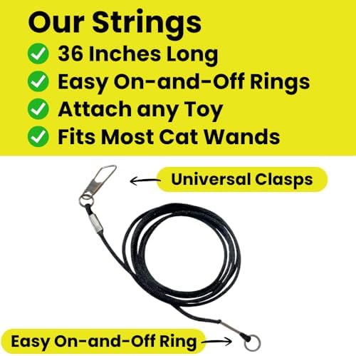 Cat Toy String Replacement 3-Pack - Chew Proof Metal Wire, Cat Wand String Replacement Variety Pack, Official Cat Toy Refill Strings for Forever Stick Cat Toy Wand, Transparent Fishing Line Nylon Cord