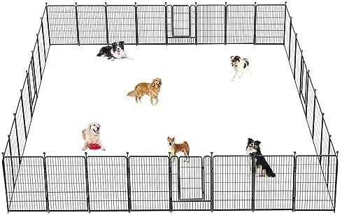 Dog Pen Portable Dog Fence Dog Playpen for Large Dogs, 40" Tall Dog Playpen Dog Fencing Outdoor 36 Panels Black Metal Dog Play Pens Exercise Fencing with Door Pet Play Pen for Camping, Yard