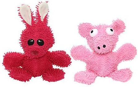 MIGHTY® Medium Microfiber Balls: 2 Pack Pig Rabbit Dog Toys