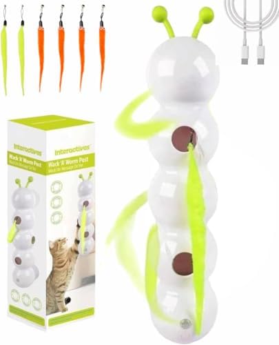 Caterpillar Cat Toy,Interactive Smart Cat toy, Rechargeable Motion Activated Cats Toys, Bite Resistant, Automatic Kitten Toys for Bored Cats for All Ages Indoor Cat (Cat Toy+4 Orange Tail)