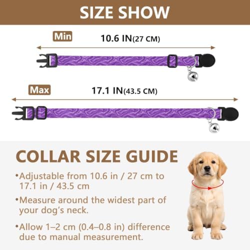 Purple Marble Easy to Clean Kitten Collar 2 Pack Collars for Puppies