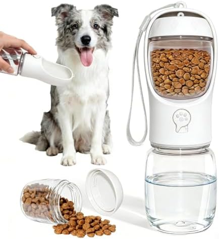 Portable Dog Water Bottle with Food Container, Drinking Bottle for Travel