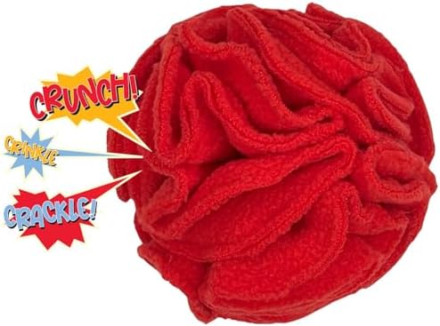 Glory To Dog Puppy/Small Breed Snuffle Dog Puzzle Ball Toy Red with Crinkle