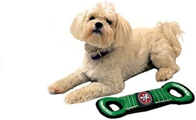 NFL Football Field DOG TOY with Squeaker. - SAN FRANCISCO 49ERS - For Tug, Toss, and Fetch. - Tough & Durable PET TOY