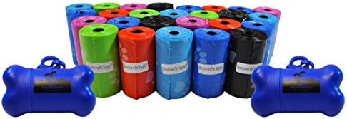 Downtown Pet Supply Rainbow Paw Print Poop Bags (520 CT & 2 Dispensers) - Leak-Proof, Unscented, Clips to Dog Leashes & Harnesses