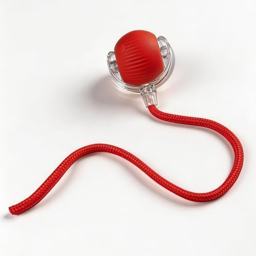 Interactive Smart Wake Pet Ball with Teaser Tail for Cats & Dogs(red)