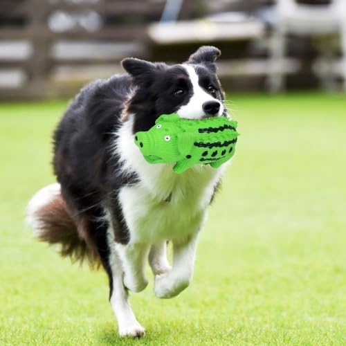 Squeaky Pig Dog Toys, Interactive Durable Latex Rubber that Oink Pig Chew Toy for Medium Large Dogs 2 Pack (Blue+ Green)