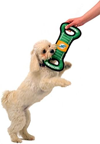 NFL Football Field DOG TOY with Squeaker. - MIAMI DOLPHINS - For Tug, Toss, and Fetch. - Tough & Durable PET TOY