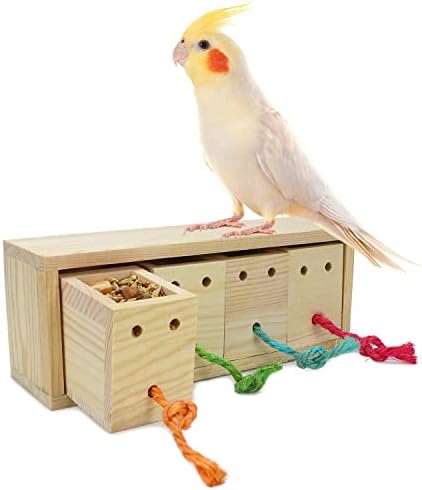 Litewoo Wooden Bird Foraging Feeder Toy for Parrots Budgie Parakeet