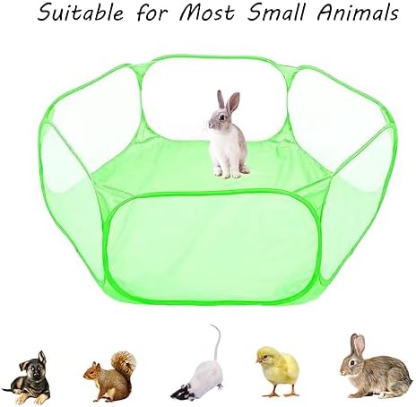 Small Animals Playpen, Portable Pop-up Open Interactive Pet Tent, Indoor Outdoor Fence for Rabbits, Guinea Pig, Hamster, Chinchillas, Kittens, Puppies