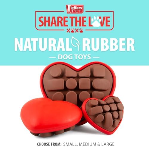 Jeffers Pet Natural Rubber Dog Chew Toy – Chocolate Heart Shape, Small – Vanilla Scent, Durable, Non-Toxic, Dishwasher Safe, Interactive Fetch & Tug Toy - Perfect for Play, Training at Home