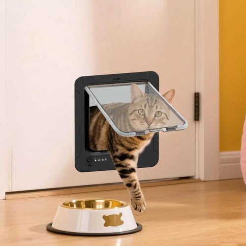 Cat Flap Door, Smart Cat Door for Interior & Exterior, Cat Flap Doors a Small Open Door for a Crate, Easy Installation Pet Doors for Cats Houses, Playpens, Cats delivery Room, etc. (Black)