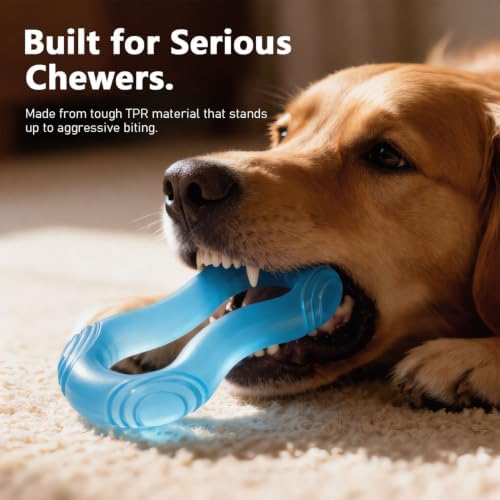 MECOOL Dog Tug of War Toy - Durable TPR Rubber Puller Ring for Aggressive Chewers, Interactive Chew Toy for Medium Large Dogs, Heavy Duty Teething Toy for Tugging & Fetch,Bacon Flavored