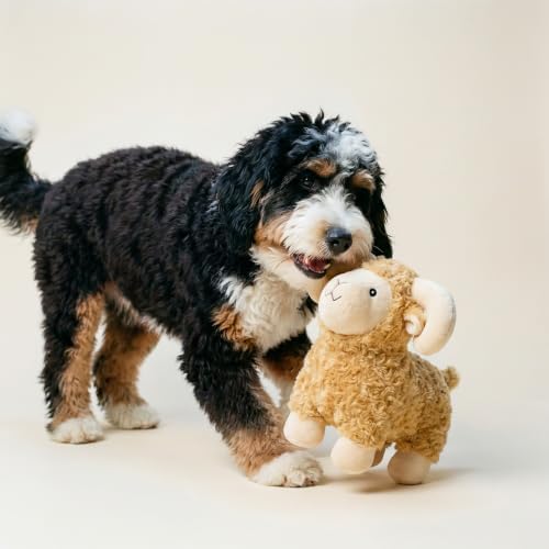 Playology Plush Ram Dog Toy - Squeaky Dog Toy - Jumbo, Cheddar Scent