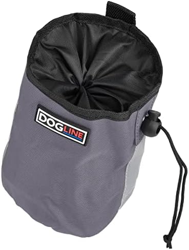 Dogline Dog Treat Pouch: Puppy Training Bag, Pet Kibbles and Snacks Holder, Litter Waste Bags Dispenser with Adjustable Drawstring Closure, Large Capacity with Mesh Pocket, Strong Nylon Material