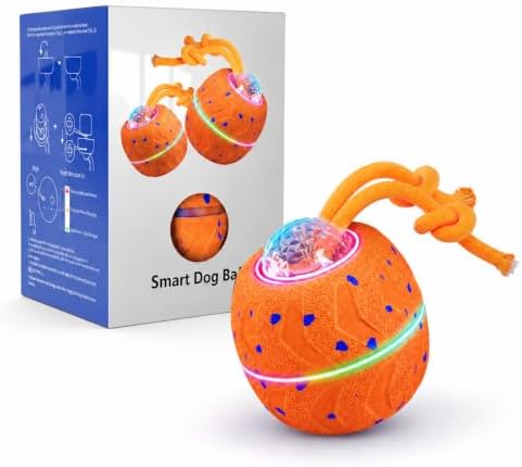 Smart Interactive Dog Ball, Automatic Rolling with LED Glow, E-TPU Dog Ball, Toy for Dog