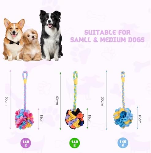 Snuffle Ball Dog Rope Toy, Tug of War Rope Toys for Small Medium Dogs, Interactive Dog Chew Toys Puppy Training Pull Toy for Exercise & Interactive Play Games (Pink)