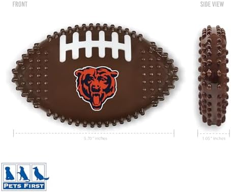 NFL Chicago Bears Mega- Chew Hard Nylon Bacon-Flavored Dog Bone Football Chew Toy Interactive Tasty Fun Dog Chewy Toys Indestructible Strong Durable Tough Pet Biting Playtoy for Aggressive Chewers