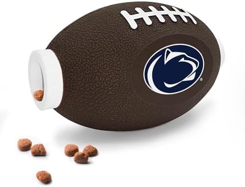 Pets First NCAA Penn State Nittany Lions Football Treat Dispensing Toy for Dogs and Cats, Rubber Ball Pet Toy, Interactive Fun Doggie Treat Toy, Natural Rubber Feeding Toy